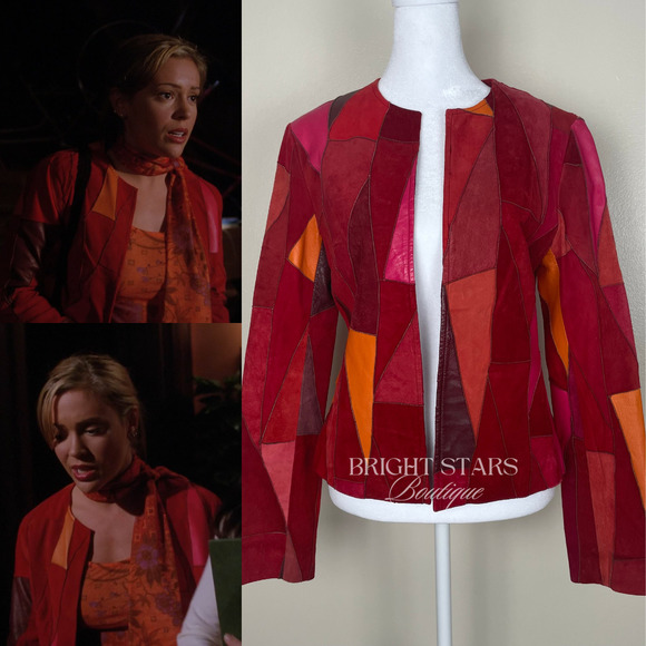 Jackets & Blazers - Rare Vintage Patchwork Leather Jacket ASO Phoebe Halliwell Charmed Small 6 Red